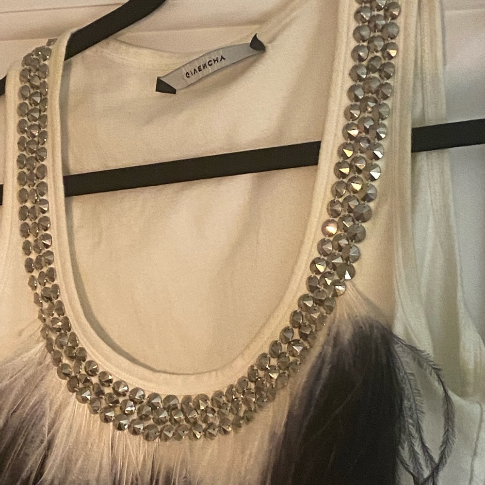 💫💥🎉 RARE Givenchy ostrich feather silver stud cotton tank S - Picture 9 of 11